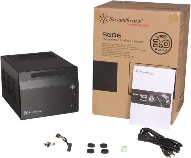 Alt view image 9 of 9 - SilverStone Sugo Series SG06B-USB3.0 Black Aluminum/SECC Mini-ITX Desktop Computer Case SFX 300W with 80 PLUS certification Power Supply with 2 x USB3.0 ports (Black)