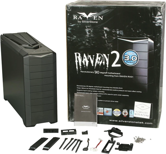 Raven Computer Case SilverStone RAVEN RV02B-W-USB3.0 Matte black 0.8mm Steel ATX Full Tower ...