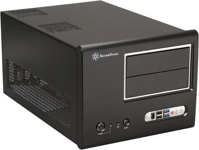 Main image of SilverStone Sugo Series SG01B-F-USB3.0 Black Aluminum front panel, SECC body Micro ATX Desktop Computer Case with 2 x USB3.0 + 2 x USB2.0 ports