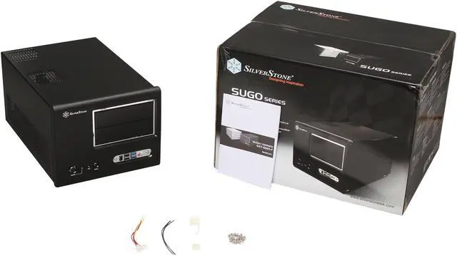 Alt view image 10 of 10 - SilverStone Sugo Series SG01B-F-USB3.0 Black Aluminum front panel, SECC body Micro ATX Desktop Computer Case with 2 x USB3.0 + 2 x USB2.0 ports