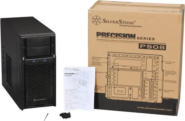 Alt view image 9 of 9 - SilverStone PS08B Black High-strength plastic and meshed front panel Micro ATX Mid Tower Computer Case