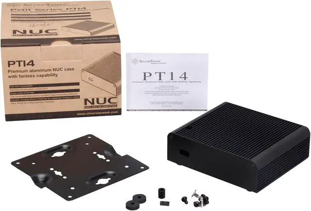 Alt view image 6 of 6 - SilverStone PETITE Series PT14B-H1D2 Black Aluminum NUC Computer Case with 1x HDMI Port and 2x Display Ports
