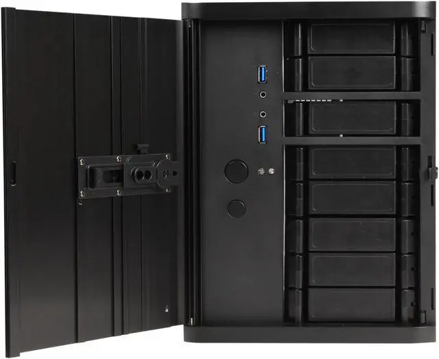 Alt view image 2 of 10 - SilverStone DS380B Black Aluminum front door, SECC body NAS chassis Premium 8-bay Small Form Factor NAS Chassis SFX PSU (sold separately) Power Supply