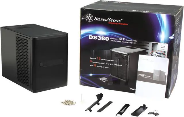Alt view image 10 of 10 - SilverStone DS380B Black Aluminum front door, SECC body NAS chassis Premium 8-bay Small Form Factor NAS Chassis SFX PSU (sold separately) Power Supply
