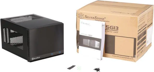 Alt view image 10 of 9 - SilverStone SG13B-Q Black Plastic front panel, steel body Mini-ITX Computer Case Optional standard PS2(ATX) Power Supply