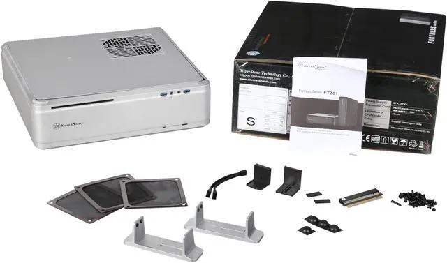 Alt view image 10 of 9 - Silverstone Fortress Series FTZ01S Silver Aluminum / Steel Computer Case SFX, SFX-L Power Supply Compatible