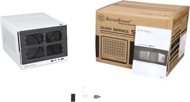 Alt view image 10 of 10 - SilverStone SG13WB Black / White Mesh front panel, steel body Mini-ITX Computer Case Compatible with standard ATX12V/EPS12V Power Supply Power Supply