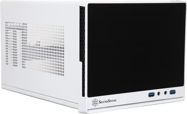 Main image of SilverStone SG13WB-Q Black / White Plastic front panel with faux aluminum finish, steel body Mini-ITX Computer Case Compatible with standard ATX12V/EPS12V Power Supply Power Supply