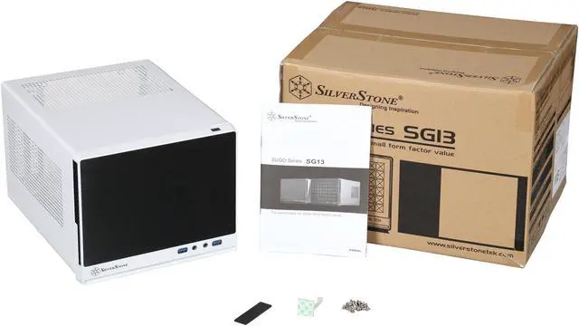 Alt view image 9 of 9 - SilverStone SG13WB-Q Black / White Plastic front panel with faux aluminum finish, steel body Mini-ITX Computer Case Compatible with standard ATX12V/EPS12V Power Supply Power Supply
