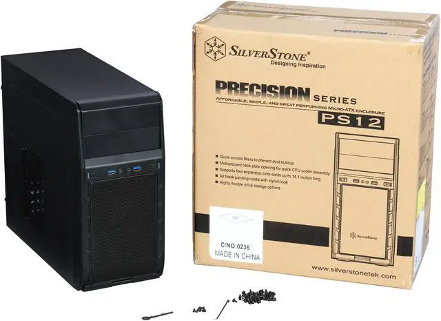 Alt view image 9 of 9 - SilverStone Precision Series CS-PS12B Black High-strength plastic and meshed front panel Micro ATX / Mini-ITX Computer Case Compatible with 1 x optional standard PS2(ATX) Power Supply
