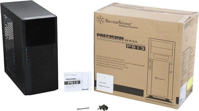 Alt view image 9 of 9 - SilverStone Precision Series SST-PS13B-W Black Plastic panel, steel body ATX Tower Computer Case Compatible with Standard PS2 (ATX) Power Supply