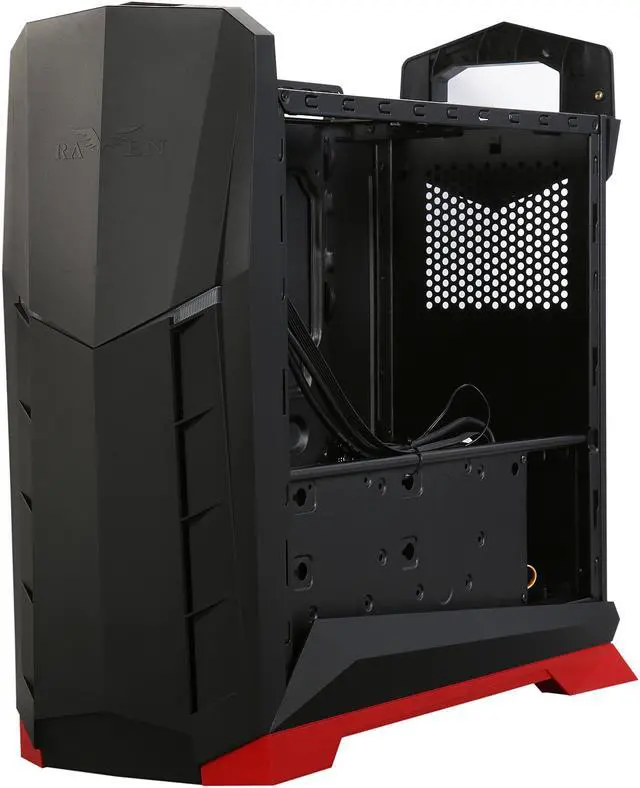 Alt view image 7 of 10 - SilverStone SST-RVX01BR Black / Red Plastic outer shell, steel body ATX, Micro-ATX Computer Case Compatible with PS2 (ATX) Power Supply