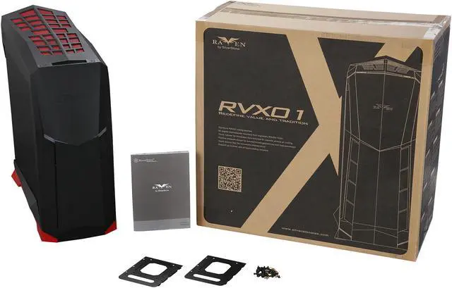 Alt view image 10 of 10 - SilverStone SST-RVX01BR Black / Red Plastic outer shell, steel body ATX, Micro-ATX Computer Case Compatible with PS2 (ATX) Power Supply