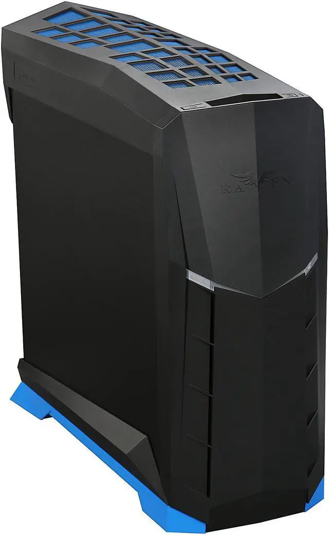 Alt view image 3 of 10 - SilverStone SST-RVX01BA-W Black / Blue Plastic outer shell, steel body ATX, Micro-ATX Computer Case Compatible with PS2 (ATX) Power Supply