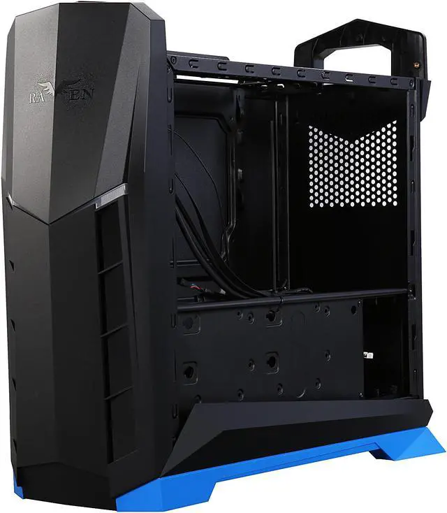 Alt view image 7 of 10 - SilverStone SST-RVX01BA-W Black / Blue Plastic outer shell, steel body ATX, Micro-ATX Computer Case Compatible with PS2 (ATX) Power Supply