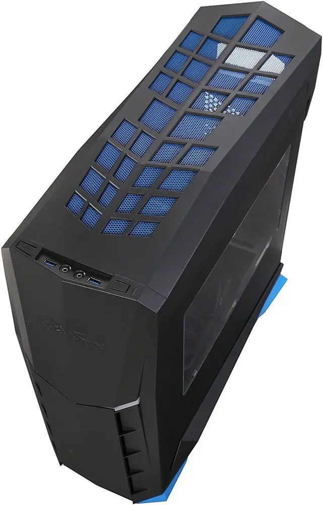 Alt view image 8 of 10 - SilverStone SST-RVX01BA-W Black / Blue Plastic outer shell, steel body ATX, Micro-ATX Computer Case Compatible with PS2 (ATX) Power Supply