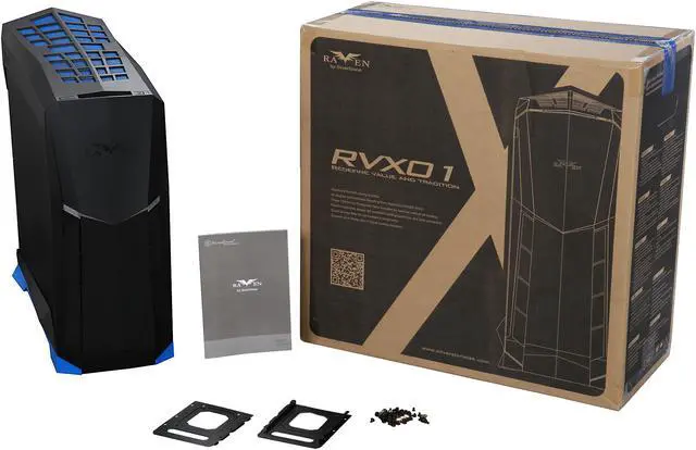 Alt view image 10 of 10 - SilverStone SST-RVX01BA-W Black / Blue Plastic outer shell, steel body ATX, Micro-ATX Computer Case Compatible with PS2 (ATX) Power Supply