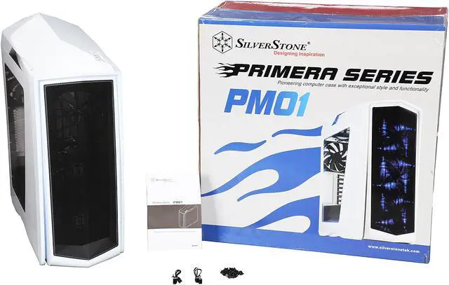 Alt view image 10 of 10 - SilverStone Primera Series SST-PM01WA-W white with blue LED Steel / Plastic ATX / Micro ATX Mid Tower Computer Case