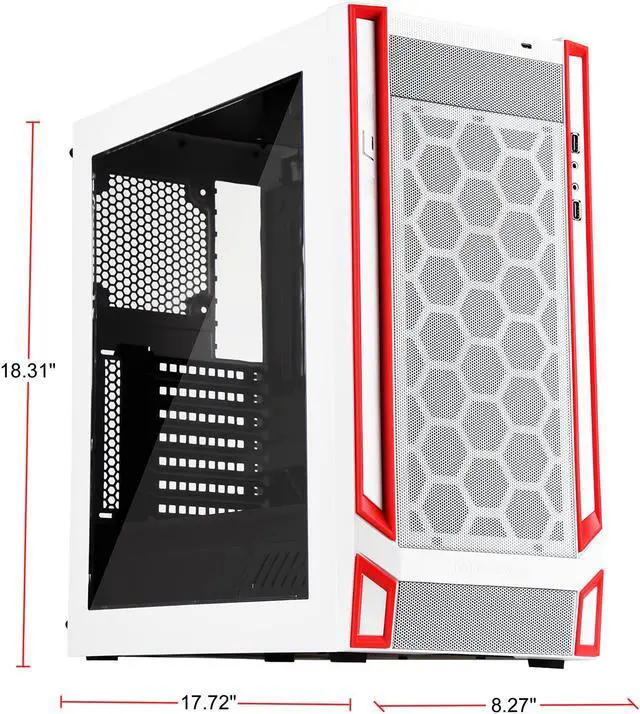 Alt view image 2 of 12 - SilverStone RL05 SST-RL05WR-W White / Red Steel / Plastic ATX Mid Tower Computer Case