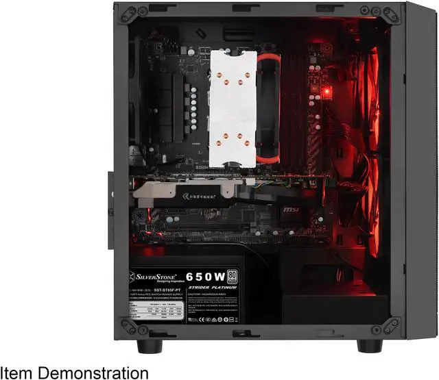 Alt view image 5 of 20 - SilverStone PS15 SST-PS15B-RGB Black Steel / Tempered Glass Micro ATX Tower Computer Case