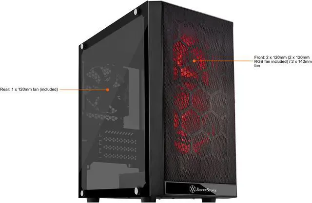 Alt view image 2 of 20 - SilverStone PS15 SST-PS15B-RGB Black Steel / Tempered Glass Micro ATX Tower Computer Case
