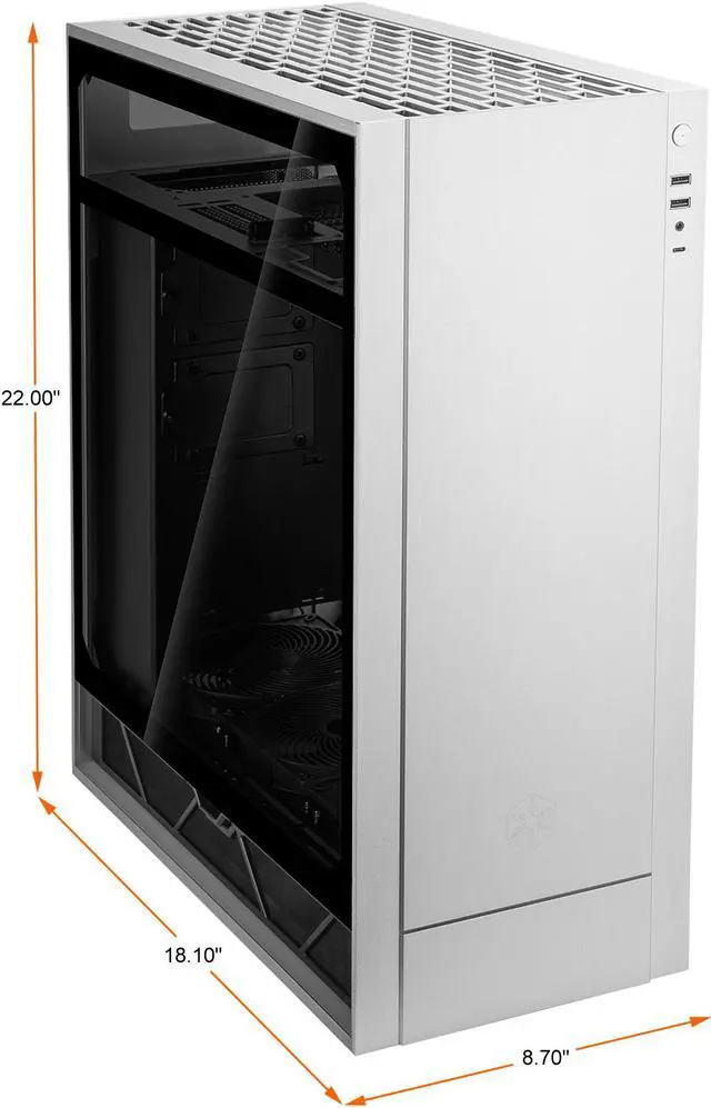 Alt view image 6 of 20 - SilverStone ALTA F1 SST-ALF1S-G Silver Aluminuml / Steel / Tempered Glass ATX Mid Tower Computer Case