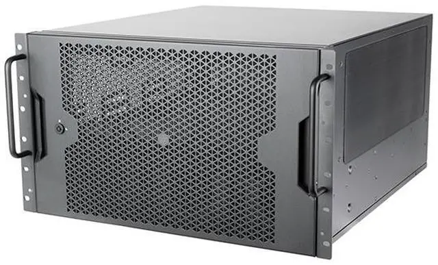 Main image of SilverStone RM600 6U Rackmount Chassis featuring Dual PSU Compatibility and Triple 360mm Radiator Support