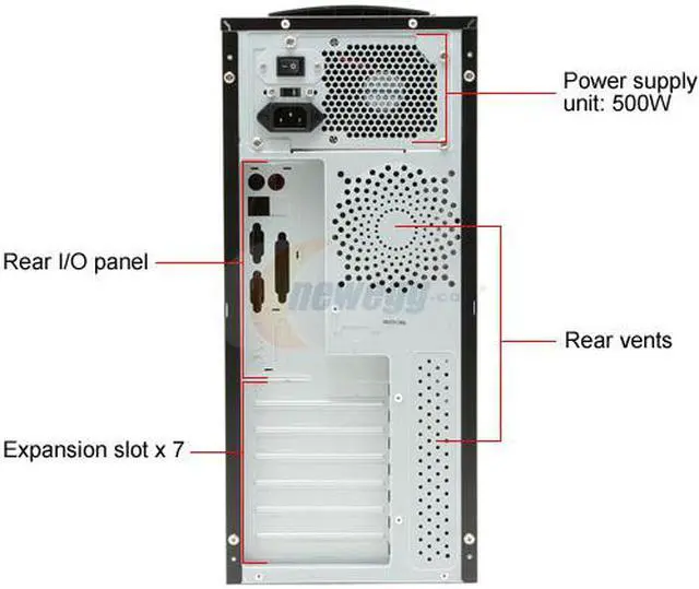 Alt view image 4 of 11 - Linkworld 313-11(3131-11) Black / Silver Steel ATX Mid Tower Computer Case 500W Power Supply