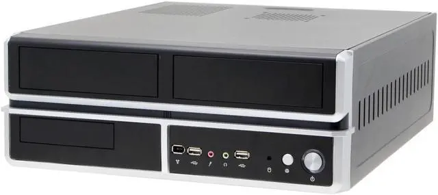 Alt view image 2 of 12 - Linkworld Black body/ Silver strip Steel 6280-01 Micro ATX Media Center / HTPC Case