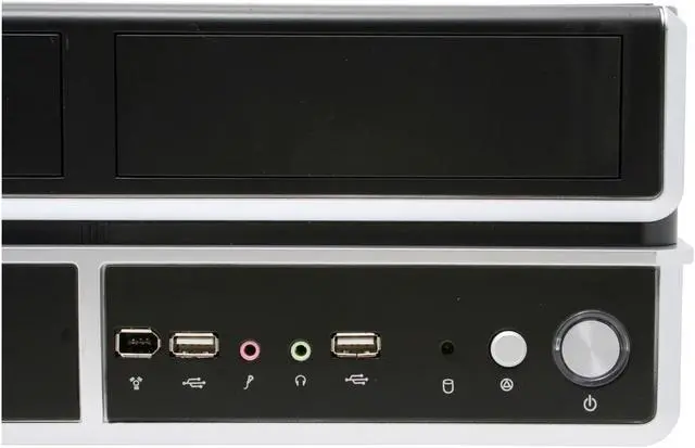 Alt view image 4 of 12 - Linkworld Black body/ Silver strip Steel 6280-01 Micro ATX Media Center / HTPC Case