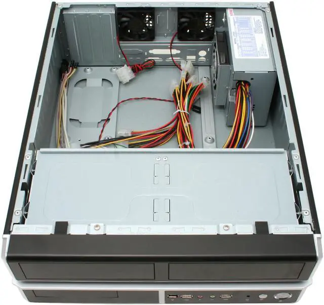 Alt view image 7 of 12 - Linkworld Black body/ Silver strip Steel 6280-01 Micro ATX Media Center / HTPC Case