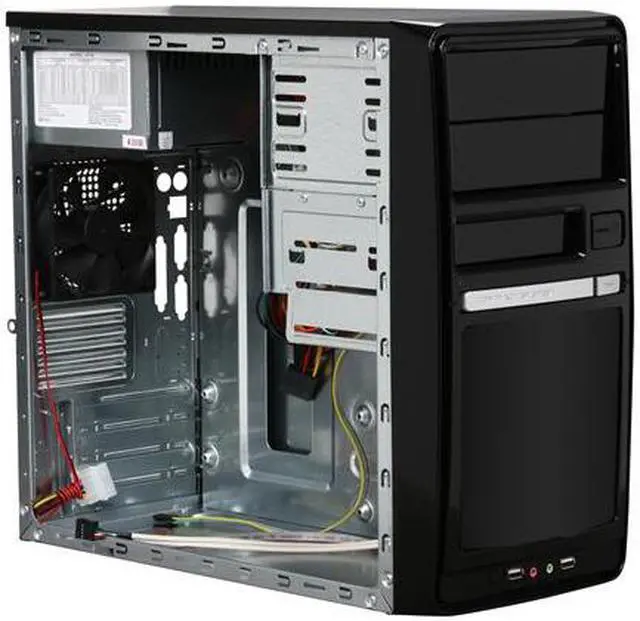 Alt view image 7 of 9 - Linkworld 43706-228FU+P04 Black Steel Micro ATX Mid Tower Computer Case 430W Power Supply