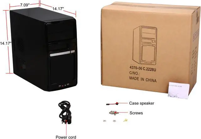 Alt view image 9 of 9 - Linkworld 43706-228FU+P04 Black Steel Micro ATX Mid Tower Computer Case 430W Power Supply