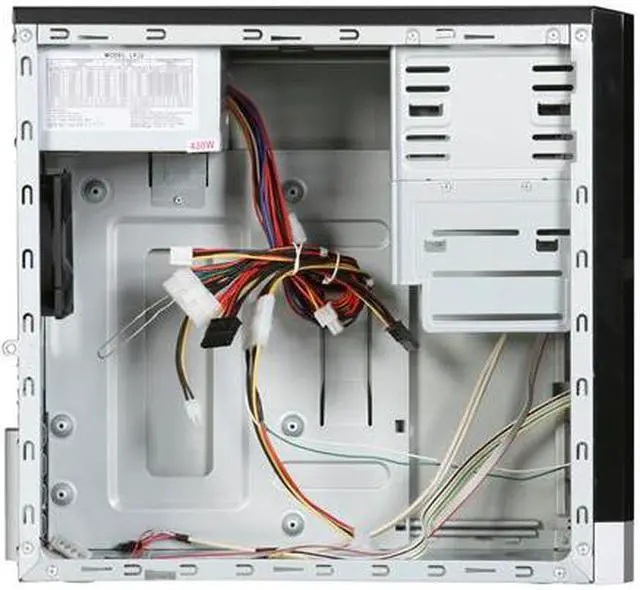 Alt view image 6 of 9 - Linkworld 43716-128FU+P04 black/silver Steel Micro ATX Mini Tower Computer Case 430W Power Supply