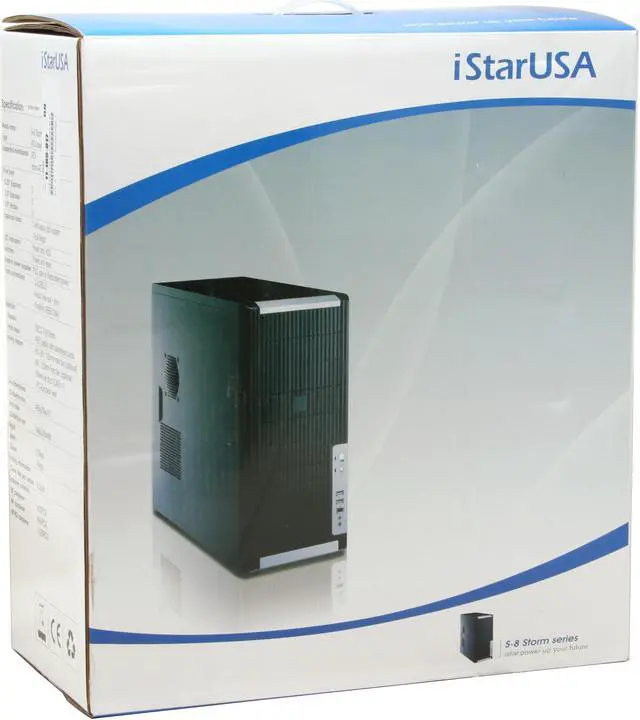Alt view image 13 of 13 - iStarUSA S8 Storm Series Black 0.8mm SECC/SGCC (chassis) Aluminum Front Panel ATX Mid Tower Computer Case