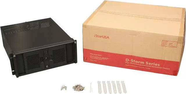 Alt view image 7 of 7 - iStarUSA D-407PL Black Steel 4U Rackmount Compact Stylish Server Case 7 External 5.25" Drive Bays