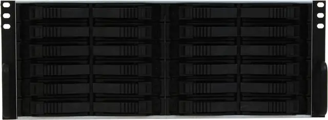 Alt view image 2 of 9 - iStarUSA V4M24SA/1350N+1-BLACK Steel 4U Rackmount 24-Bay Storage Server Rackmount Chassis (Black Handle) 1350W Redundant