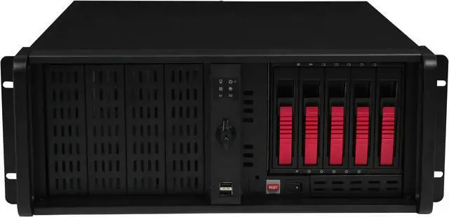 Alt view image 2 of 8 - iStarUSA D-4-B350PL-RED Steel 4U Rackmount Server Case 5xSATA Hot-Swap with 20" Depth only 4 External 5.25" Drive Bays