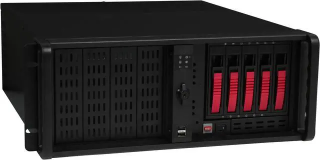 Alt view image 3 of 8 - iStarUSA D-4-B350PL-RED Steel 4U Rackmount Server Case 5xSATA Hot-Swap with 20" Depth only 4 External 5.25" Drive Bays