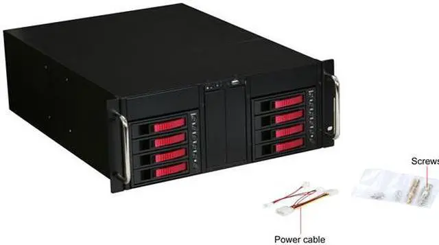 Alt view image 8 of 9 - iStarUSA D-410-B8SA-RED Red Zinc-Coated Steel 4U Rackmount Server Case