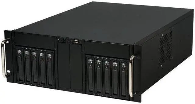 Main image of iStarUSA D-410-B10SA Black Zinc-Coated Steel 4U Rackmount 10-Bay Stylish Storage Server Case 4 External 5.25" Drive Bays