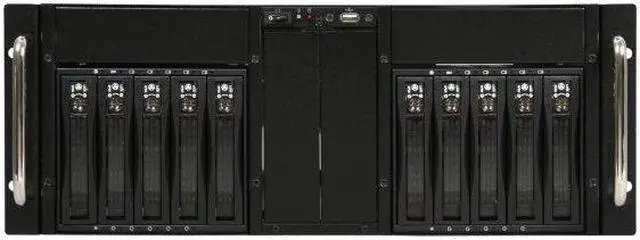 Alt view image 2 of 7 - iStarUSA D-410-B10SA Black Zinc-Coated Steel 4U Rackmount 10-Bay Stylish Storage Server Case 4 External 5.25" Drive Bays