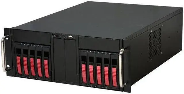 Main image of iStarUSA D-410-B10SA-RED Red Zinc-Coated Steel 4U Rackmount Server Case