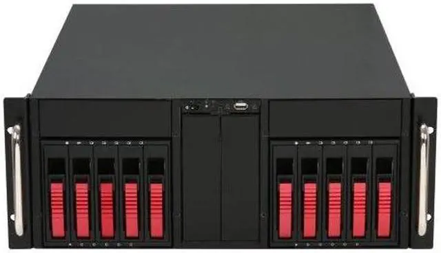 Alt view image 2 of 9 - iStarUSA D-410-B10SA-RED Red Zinc-Coated Steel 4U Rackmount Server Case