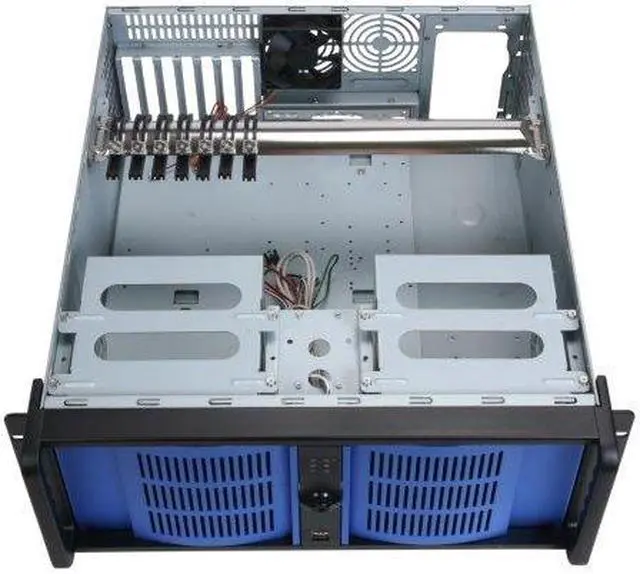 Alt view image 8 of 9 - iStarUSA D-400-6-Blue Steel 4U Rackmount Compact Stylish Server Chassis 6 External 5.25" Drive Bays