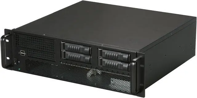 Main image of iStarUSA E3M4R-400w Black Steel 3U Rackmount Server Chassis with 400W 1U Switching Power Supply 1 External 5.25" Drive Bays - OEM
