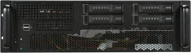 Alt view image 2 of 7 - iStarUSA E3M4R-400w Black Steel 3U Rackmount Server Chassis with 400W 1U Switching Power Supply 1 External 5.25" Drive Bays - OEM