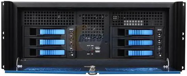 Alt view image 2 of 6 - iStarUSA D-416-B6SA-BL-BLUE Metal/ Aluminum 4U Rackmount Compact Stylish Server Chassis PS2 PSU 2 External 5.25" Drive Bays - OEM