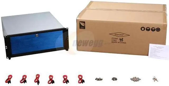 Alt view image 6 of 6 - iStarUSA D-416-B6SA-BL-BLUE Metal/ Aluminum 4U Rackmount Compact Stylish Server Chassis PS2 PSU 2 External 5.25" Drive Bays - OEM