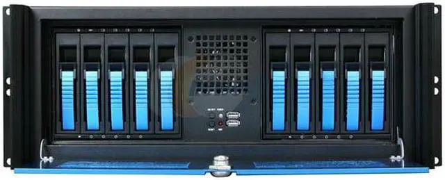 Alt view image 2 of 6 - iStarUSA D-416-B10SA-BL-BLUE Metal/ Aluminum 4U Rackmount Compact Stylish Server Chassis PS2 PSU